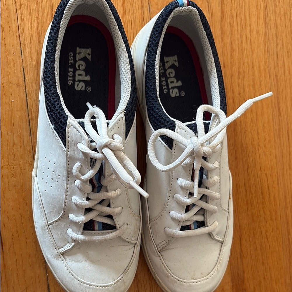 Keds White and Navy Casual Sneakers